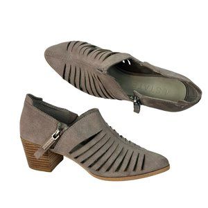 1. STATE Arnet Ankle Booties Size 6.5 M 37 Fog Gray Cut Out Block Heel Suede